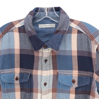 OUTERKNOWN Blanket Shirt California Street Plaid Blue Orange Size MEDIUM