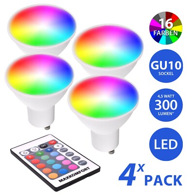 GU10 LED RGB-W Leuchtmittel Farbwechsel + IR Fernbedienung 4,5W Spot Dimmbar