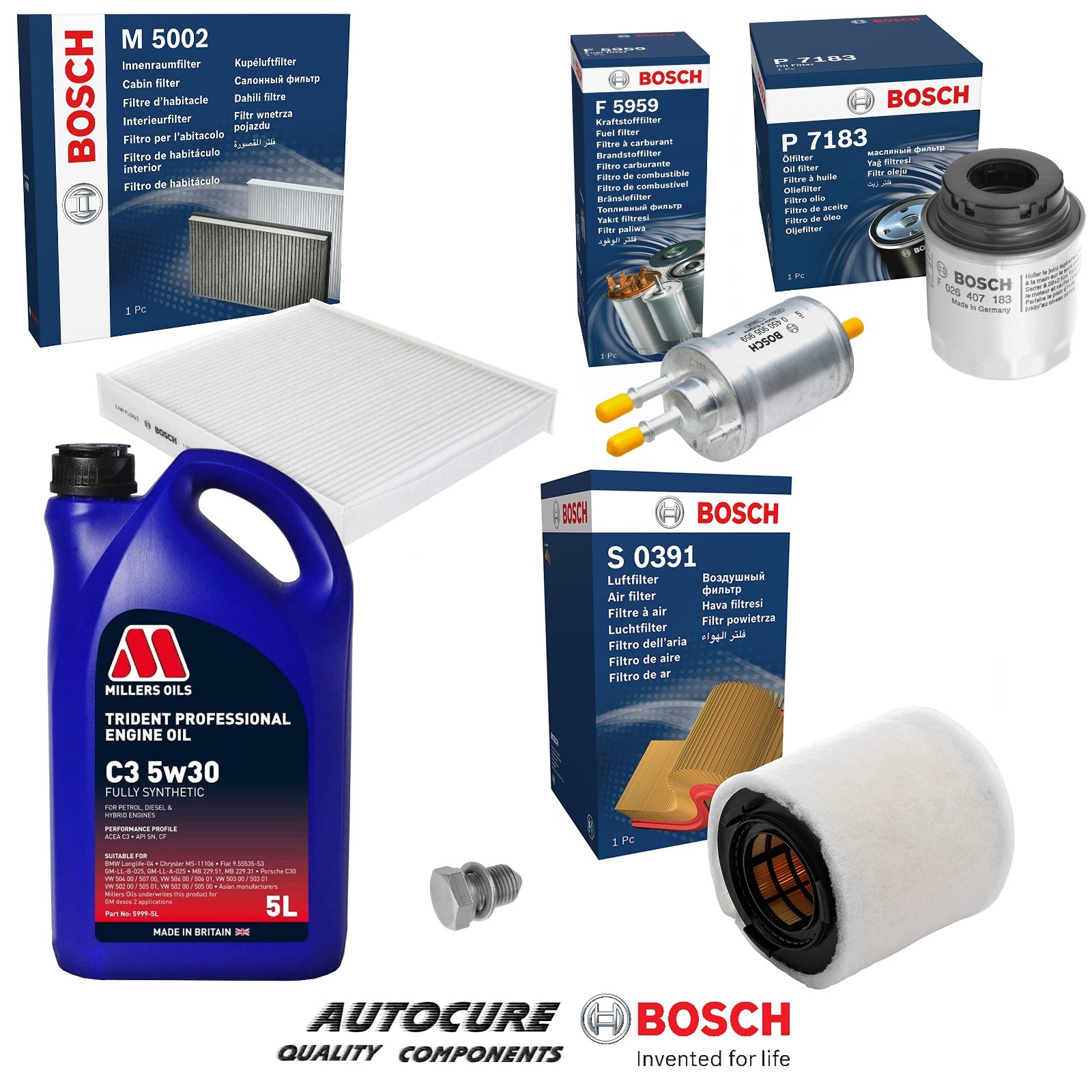 FOR SEAT IBIZA TSI I-TECH FL Typ 6J MK4 SE25 1.2 BOSCH FILTER SERVICE KIT & 5L