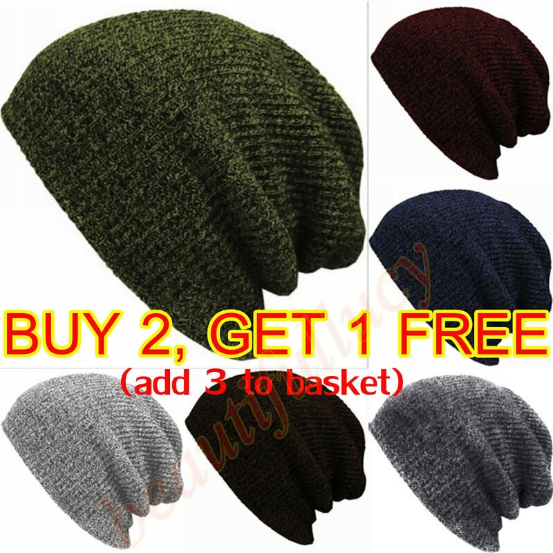 Unisex Men Women Winter Warm Ski Slouch Beanie Hat Skateboard Beenie Loose Cap .