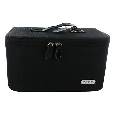 Modella Forever Fashion Zippered Cosmetic Case, Black Zebra Print