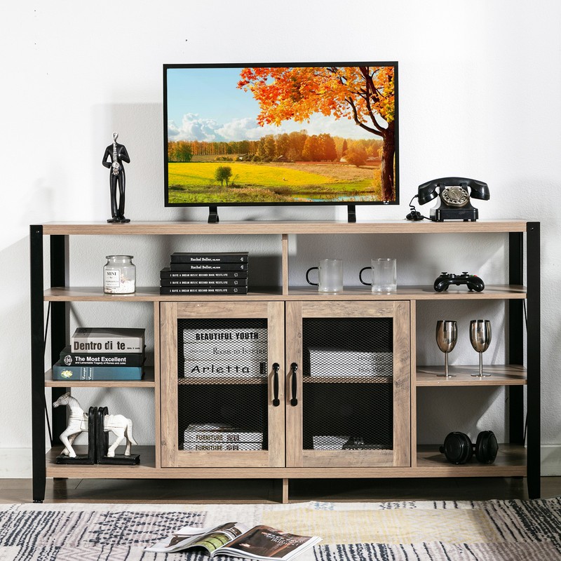 Metal Entertainment Center Media Console 6 Shelf For 60” 7