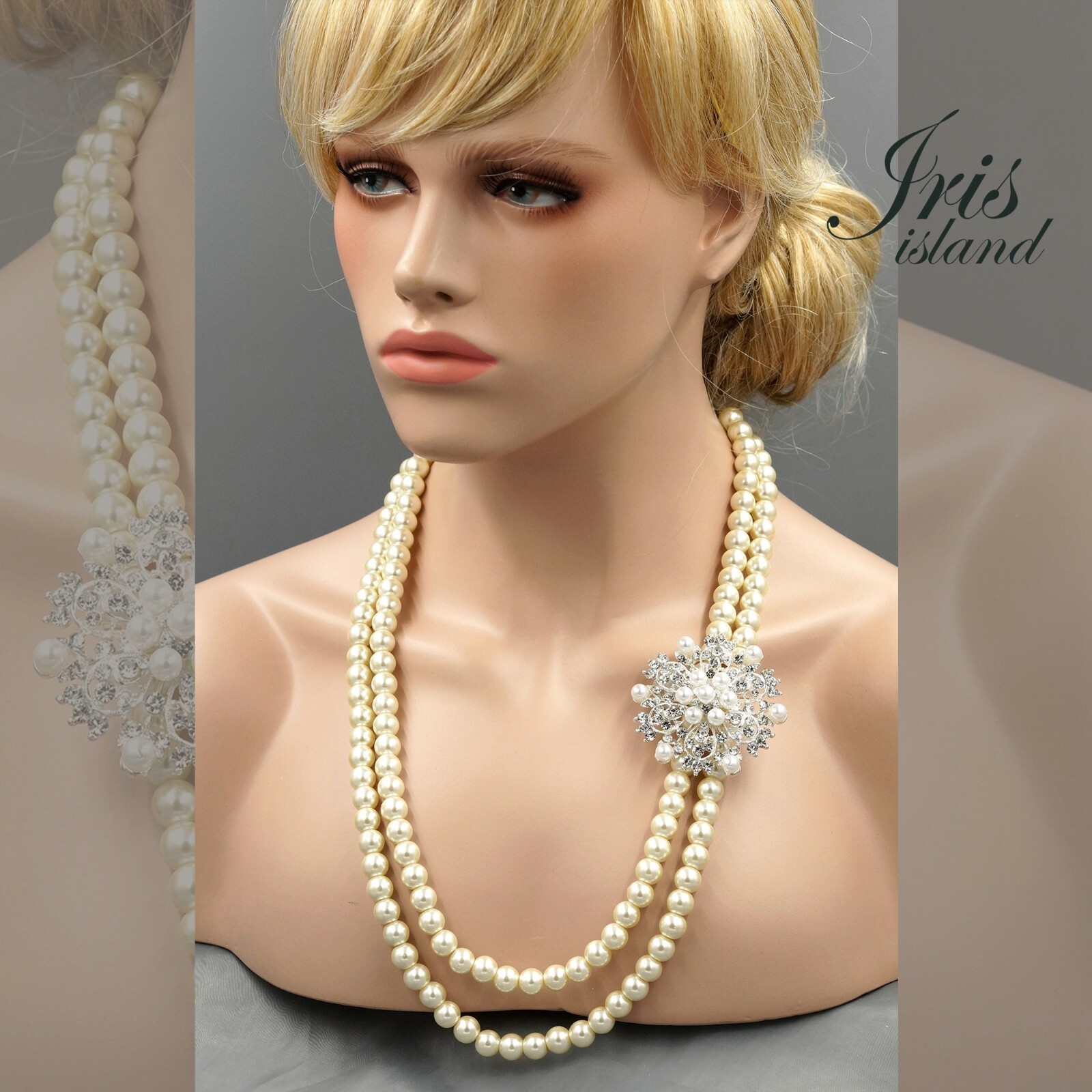 PRY シュウト　 Silver & White Pearl Necklace pry シュウト3way Pearl Silver Chain Necklace
