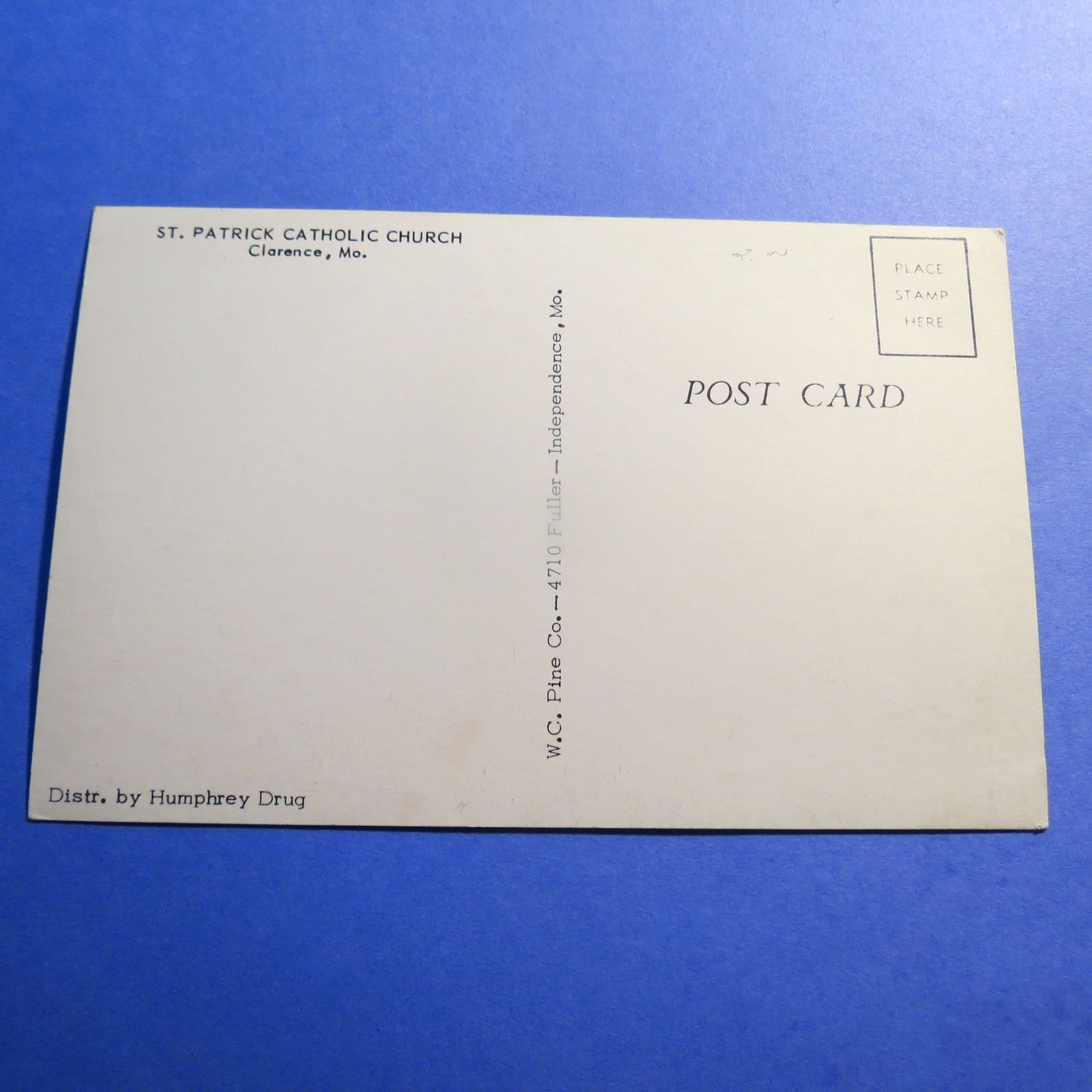 Clarence MO St Patrick's Church Vintage Old  Postcard PC3495