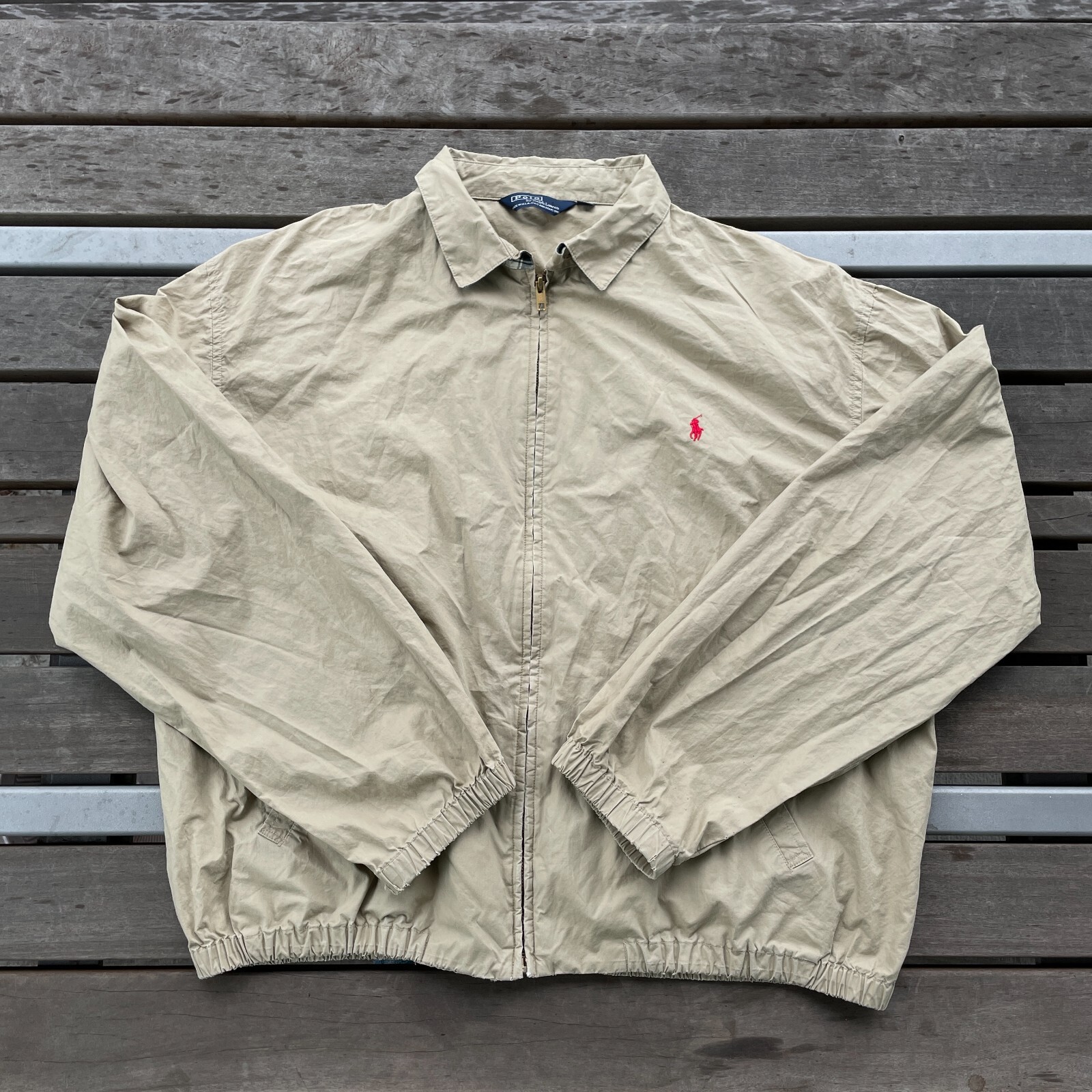 VINTAGE 90s POLO RALPH LAUREN SAND COLOUR HARRINGTON JACKET VINTAGE 90s POLO RALPH LAUREN SAND COLOUR HARRINGTON JACKET