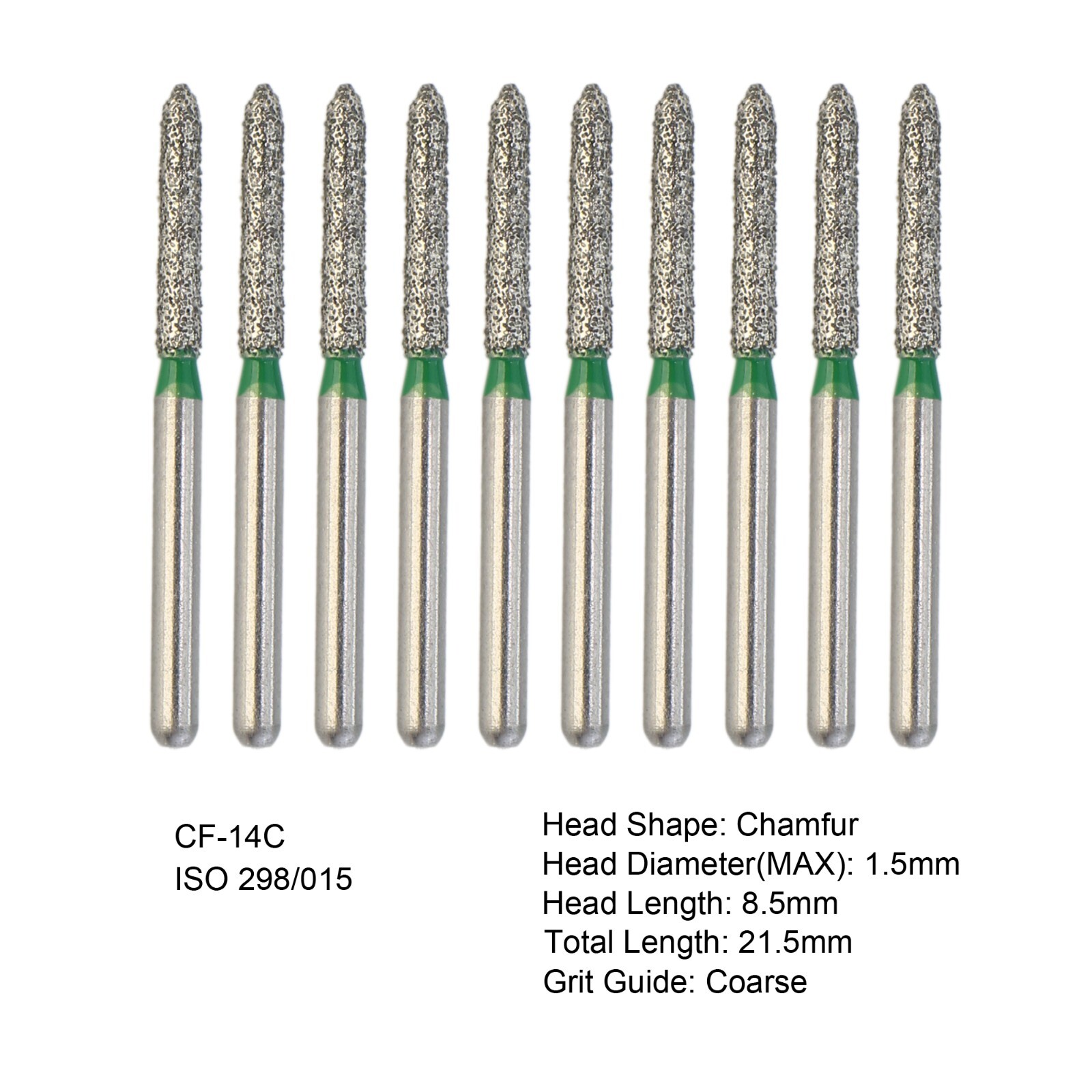 Dental Diamond Burs FG High Speed Bur Round End Taper Football Cylinder Coarse