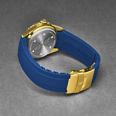 Pre-owned Revue Thommen Men's 'diver' Blue Dial Blue Rubber Strap Swiss Watch 17571.2315