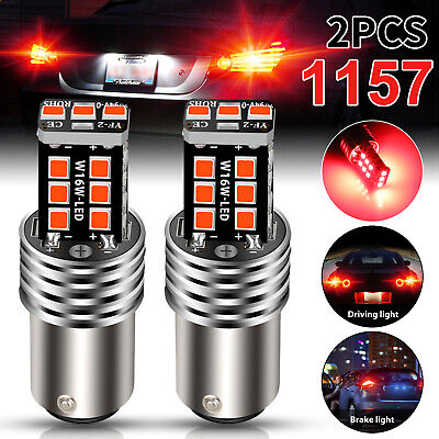 2X 1157 LED Strobe Flashing Safety Brake Stop Tail Parking Light Bulb Bright Red