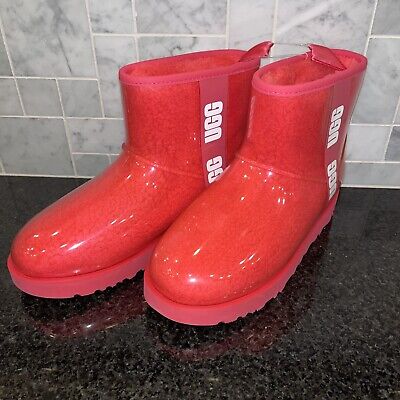 Women's UGG CLASSIC CLEAR MINI RED BOOTS- size 10- #1113190