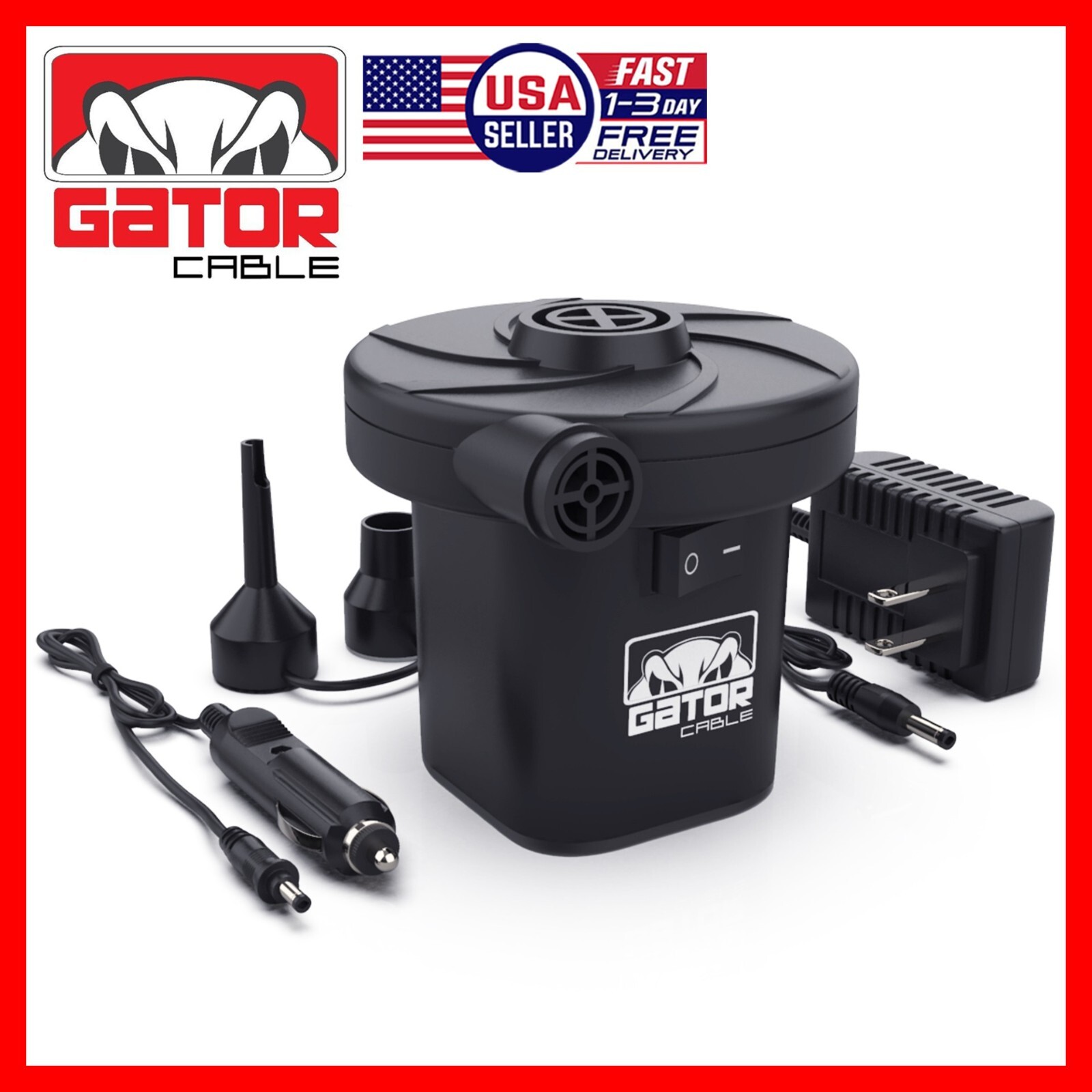 Electric Air Pump For Inflatable Pool Toys Air Mattress Camping Bed Car Portable