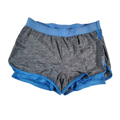 Reebok Running Shorts Womans Small Blue Inline Drawstring 3in Inseam Compression