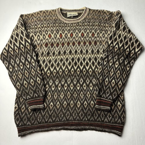 トップス 90s Native pattern alpaca knit sweater Oversized 90s Unisex Sweater, Cozy and Chunky Knit Pullover
