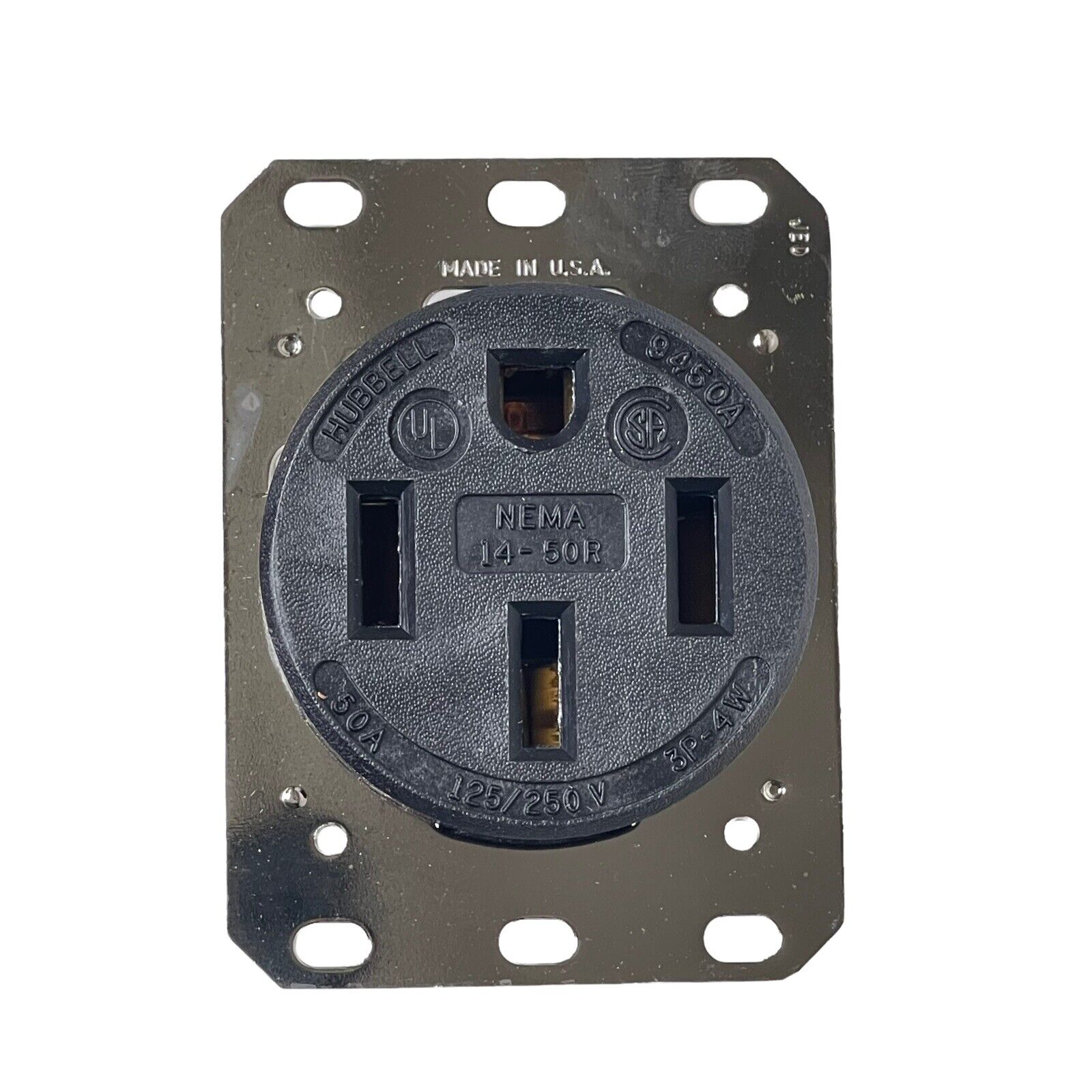 HBL9450A Hubbell Kellems Receptacle 3Pole 4-Wire Ground 50A 125/250V Flush Black HBL9450A Hubbell Kellems Receptacle 3Pole 4-Wire Ground 50A 125/250V Flush Black