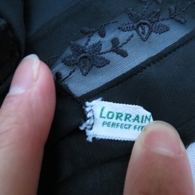 Vintage Women's Slip LORRAINE Sheer Floral Trimmed BLACK Size Medium