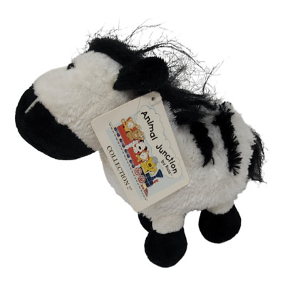 Animal Junction APPLAUSE Russ BERRIE Zebra Zeke PLUSH Black White You 8  New