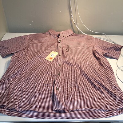 Red Head Brand Men's Wrinkle Free Plaid Short Sleeve Button Up Shirt Red 3XL