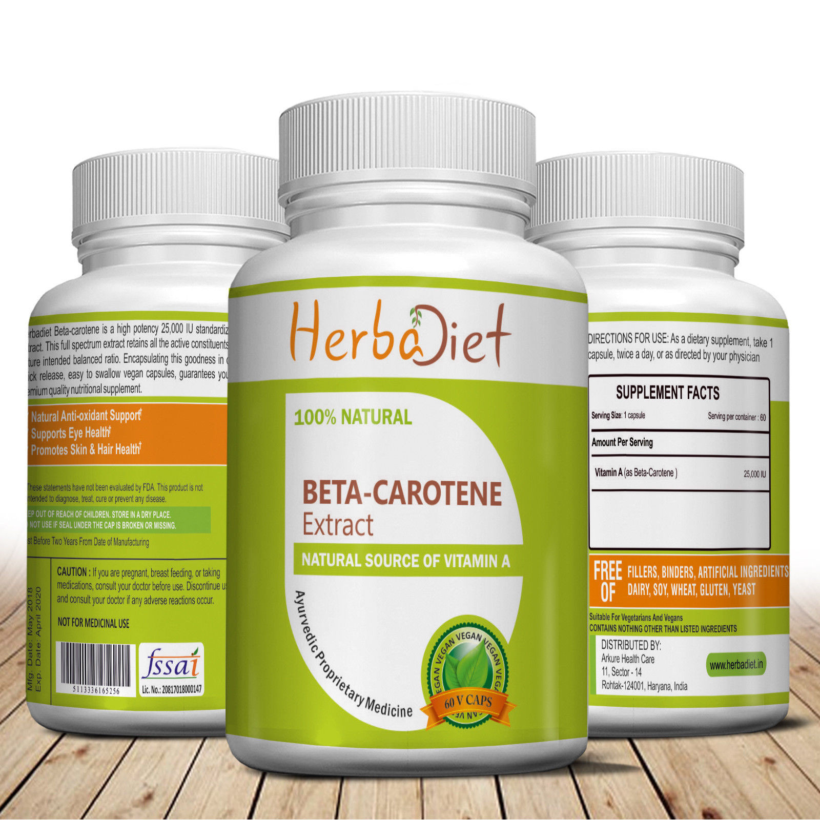 Beta Carotene Extract Capsules 25000 IU Enhances Tanning Tan Pills