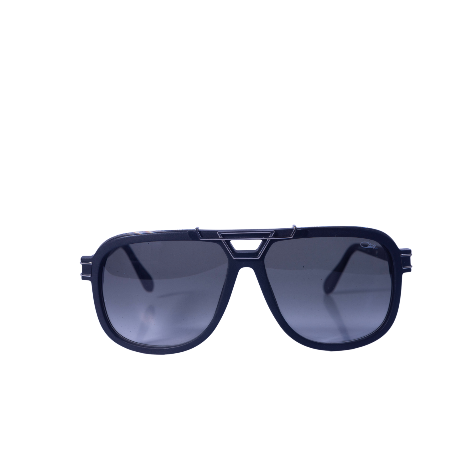 Pre-owned Cazal Rectangular Sunglasses 8044-002 Black-silver Matte Frame Grey Lens In Gray