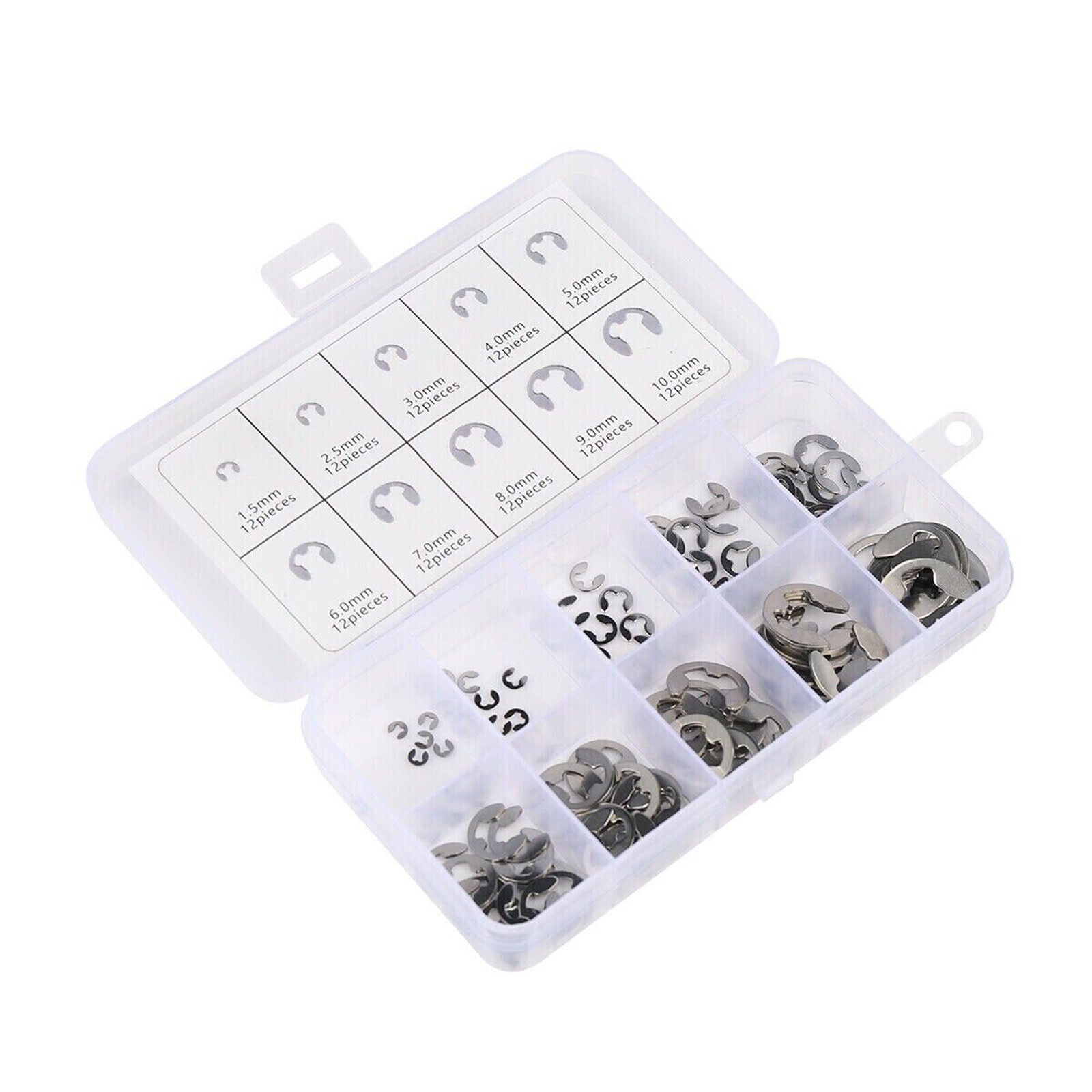 120Pcs E Clips C Circlip Stainless Steel Kit Retaining Ring Assorted 1.5 to 10mm