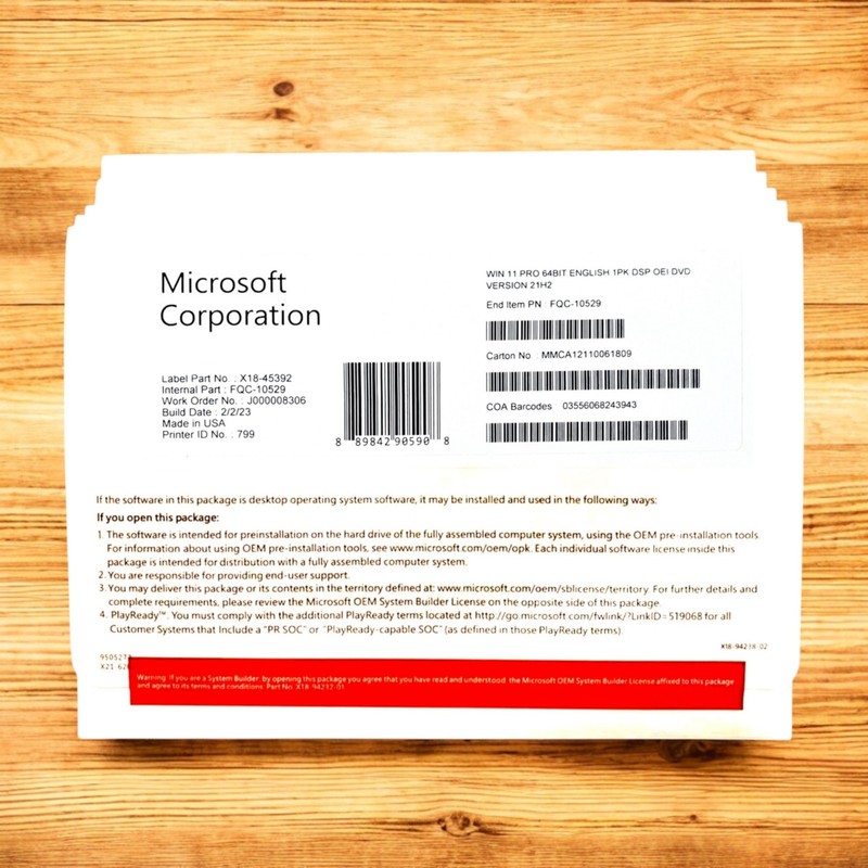 Windows 11 Professional 64Bit DVD & Product Key Factory Sealed