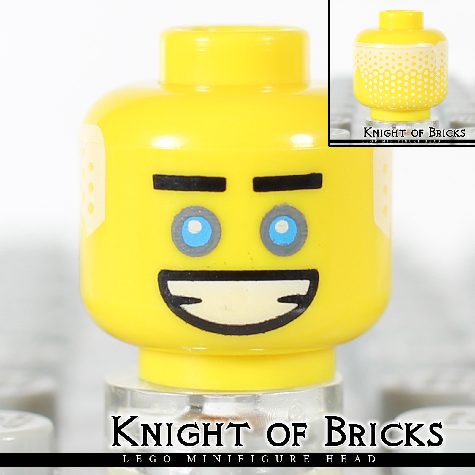 Lego Minifigure Head Yellow Male Black Straight Eyebrows White