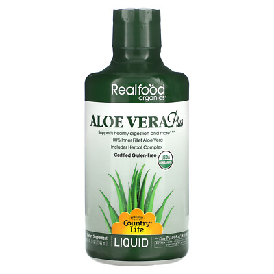 Country Life Realfood Organics Aloe Vera Plus 32 fl oz 944 ml Gluten-Free, GMP