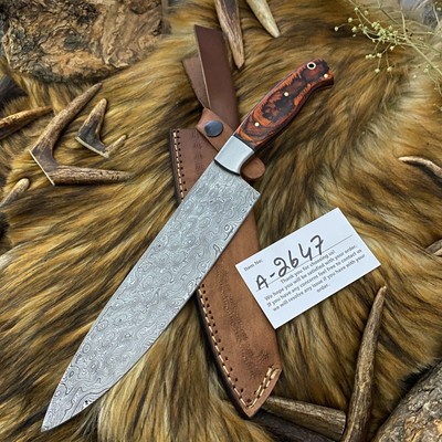 SHARD HAND MADE DAMASCUS STEEL CHEF KNIFE WITH WOOD HANDLE A-2647
