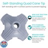 Vive Cane Tip - Self Standing Quad Base Replacement for Most Walking Canes, Walking Sticks, Folding Canes or Offset Quad Pod or Tripod Canes - 4 Prong Rubber Cane Foot Pad