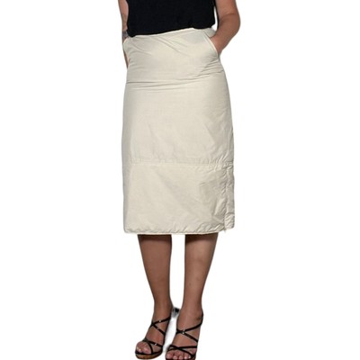 Weekend Max Mara Nylon Quilted Puffer Skirt Beige Pencil Knee Length US 8