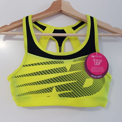 Women's NEW BALANCE 'Metro Run Crop' S Sports Bra Yellow NWT | 3+ Extra 10% Off