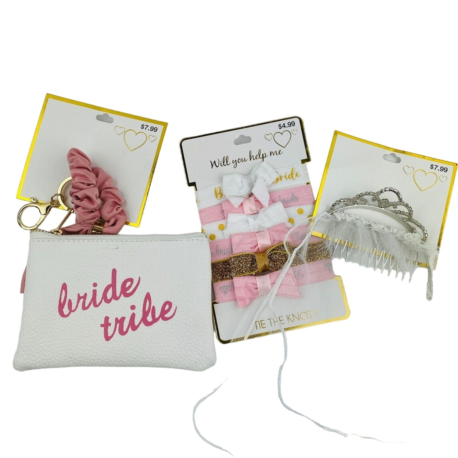 Bridal Bride Hair Ties Pouch With Scrunchie Hair Comb Shower Party Favors Lot