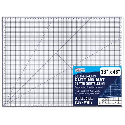 36'' x 48'' WHITE/BLUE Self Healing 6-Ply Double Sided Durable Cutting Mat