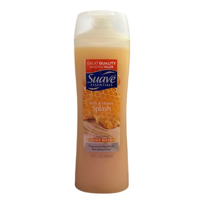 Suave Essentials Milk & Honey Splash Creamy Body Wash 15 oz Moisturizing RARE
