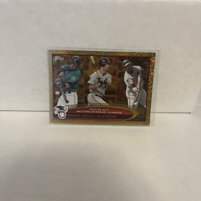 Ichiro Suzuki Joe Mauer Vladimir Guerrero 2012 Topps #119 Leaders Gold Sparkle