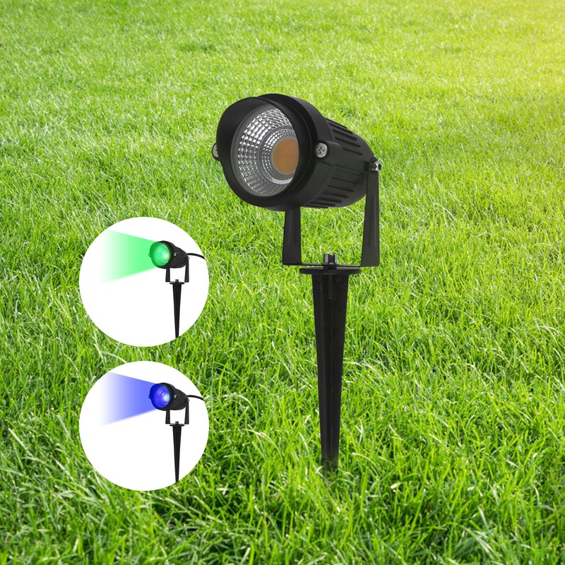 LED Garden Spotlights 240V Mains Outdoor Yard Lawn Waterproof Spike