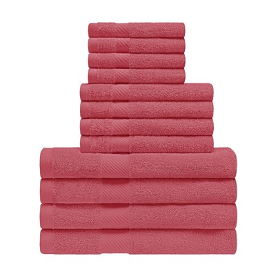 Superior Kendell Egyptian Cotton 12Piece Towels Set Sandy Rose Double-ply Design