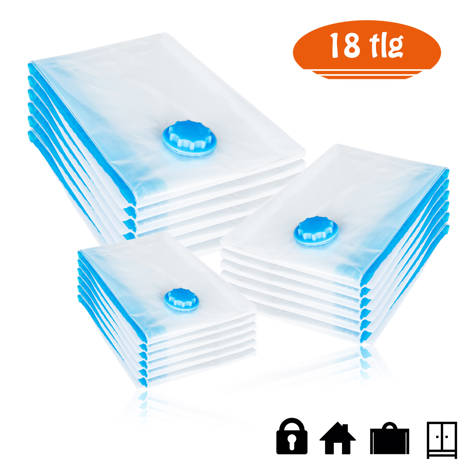 18tlg Vakuum Beutel Aufbewahrungsbeutel Vacuum Platzsparer 3 Größen S M