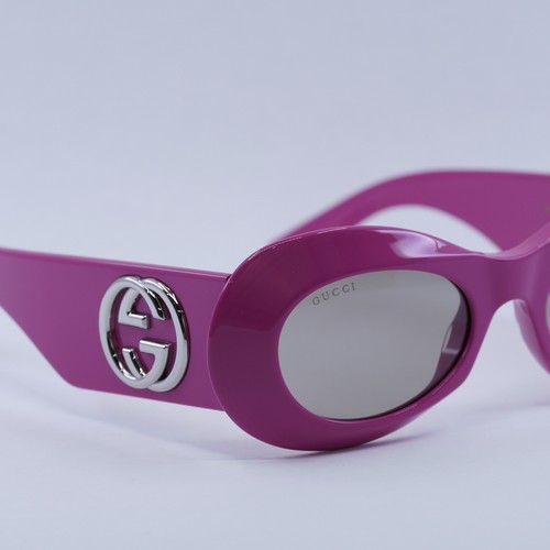 Pre-owned Gucci Gg1696s 004 Shiny Fuchsia/light Grey 51-20-140 Sunglasses Authentic In Gray