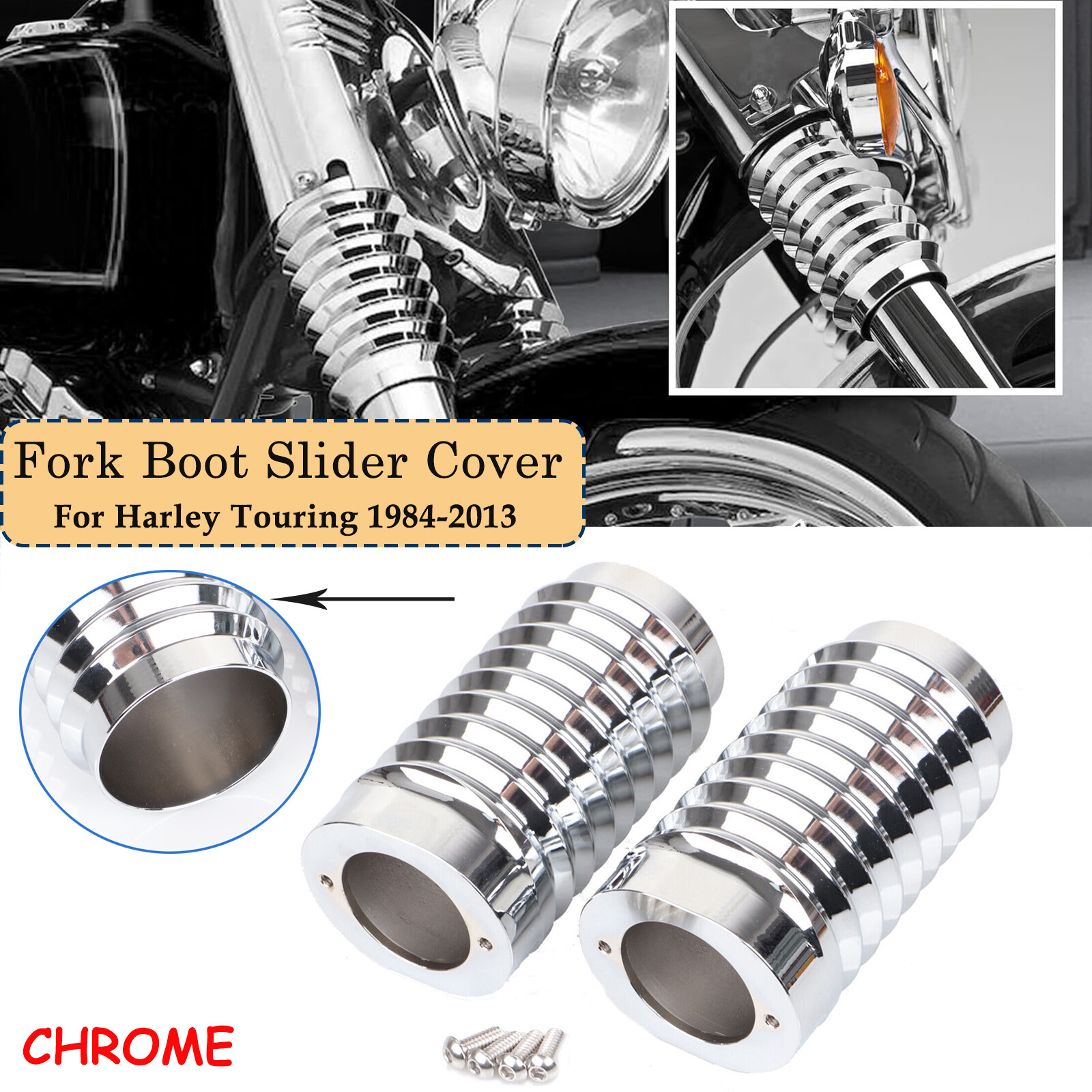 ハーレー　FOＲＫ　ＪＯＩＮＴ　COVERS Motor Chrome Lower Fork Covers For Harley Street Road Glide