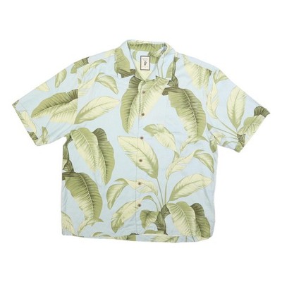 JAMAICA JAXX Mens Blue Green Tropical Silk Shirt XL Summer Vacation Casual