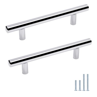 Probrico 10 Pack Polished Chrome Cabinet Handles 4 Inch Hole Centers T Bar St...