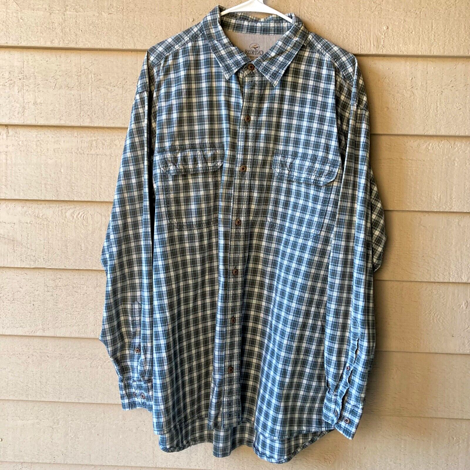 【70％OFF】 RedHead Shirt Casual Cotton Up Button Plaid Green XL Mens トップス