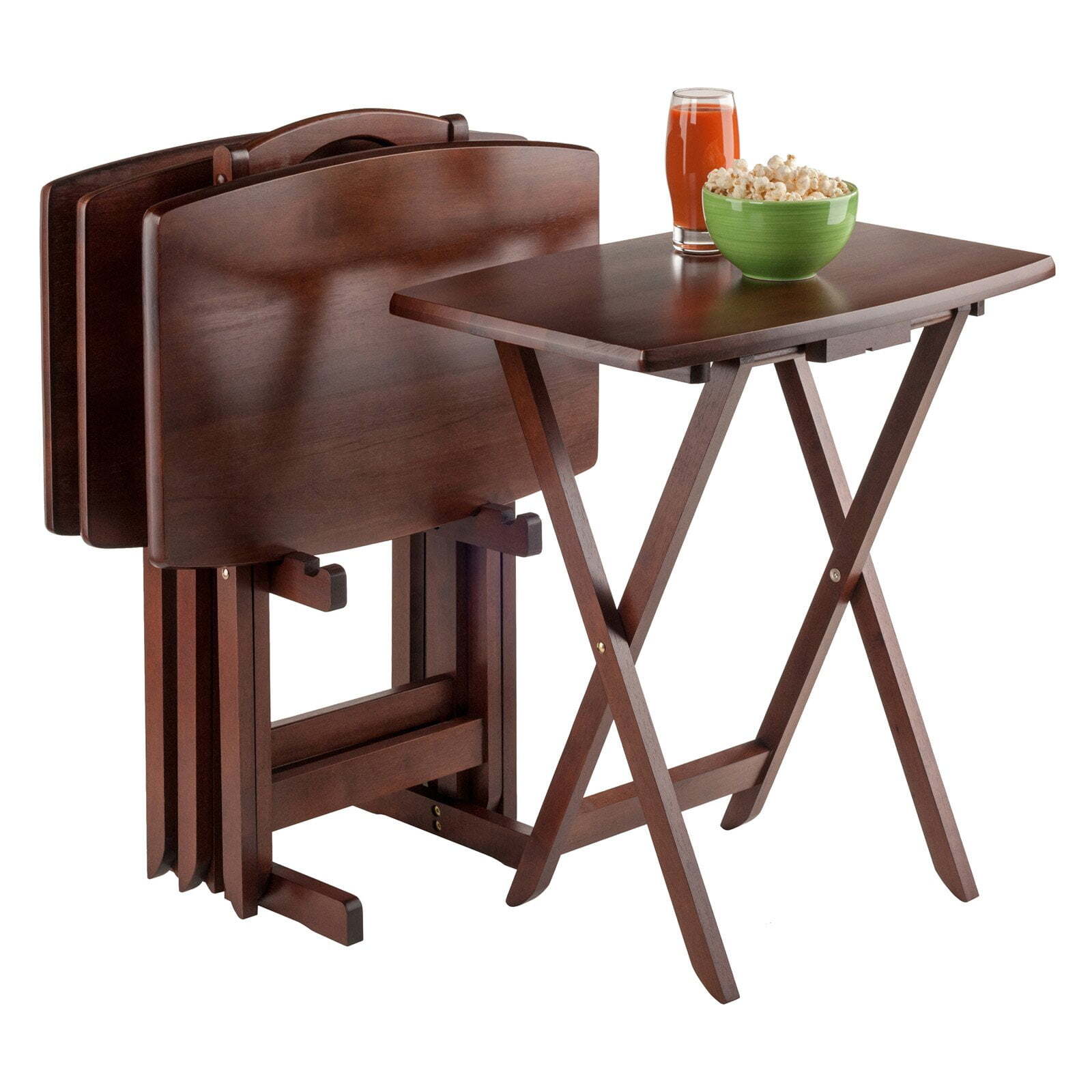 Winsome Wood Darryl 5-Piece Snack Table Set, Oversize, Walnu