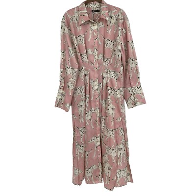 Zara Size Small Dalmatian print Long dress pink  NWT Blogger favorite Sold Out
