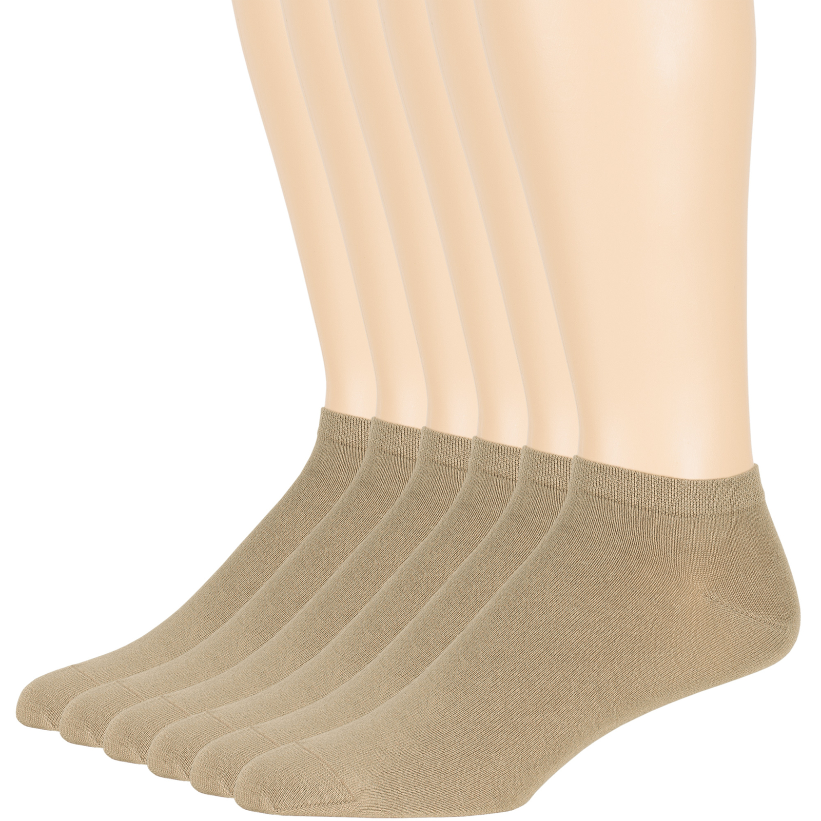Men's Bamboo 6 Pack Solid Thin Ankle Low Cut Socks L-M Black Khaki Grey White