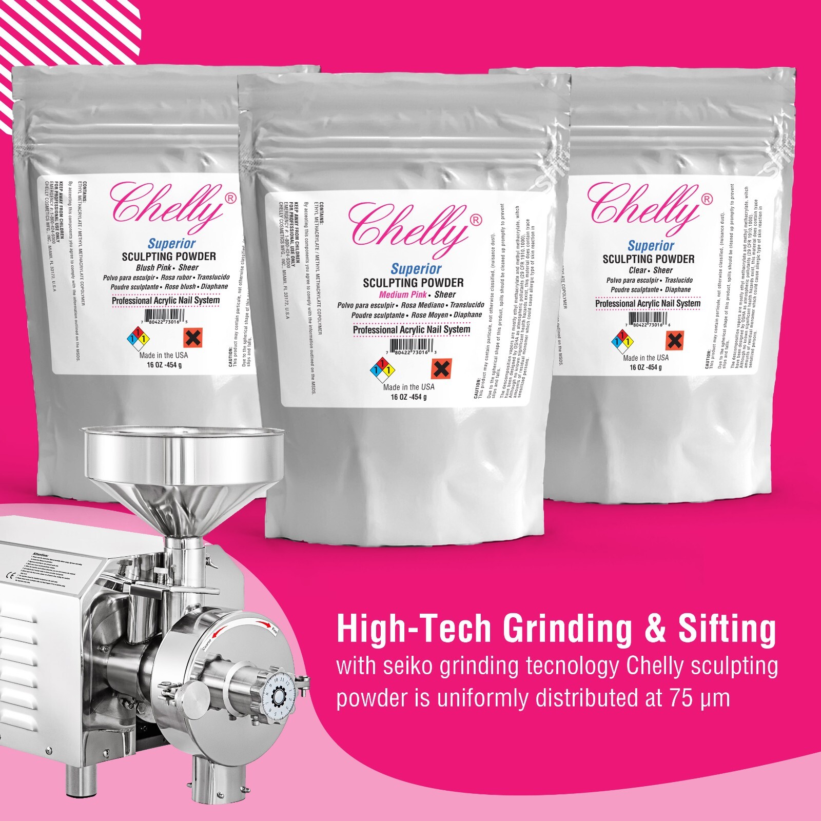 Chelly Sculpting Powder Professional Acrylic Nail System Clear-Sheer 16oz 