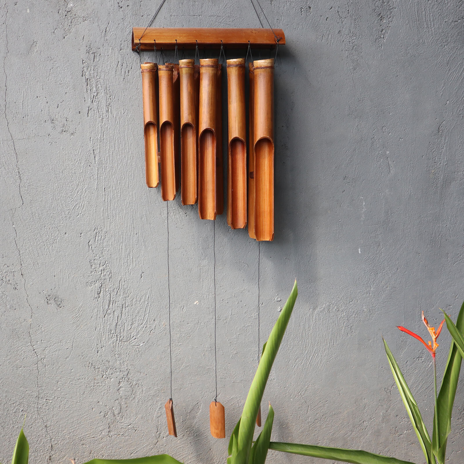 Bamboo Windchime 12 Large Tubes Natural Finish Home Garden Mobile Ornament Decor - Picture 3 of 3