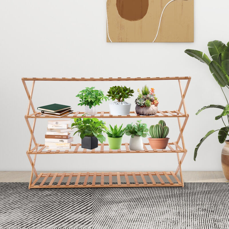 Living Room Shoe Rack 4-Tier Foldable Shoe Shelf Entryway Hallway