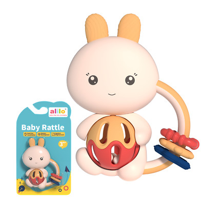 Alilo Baby Rattle Teether 0-6 Months, Textured Ears for Teething Pain Relief