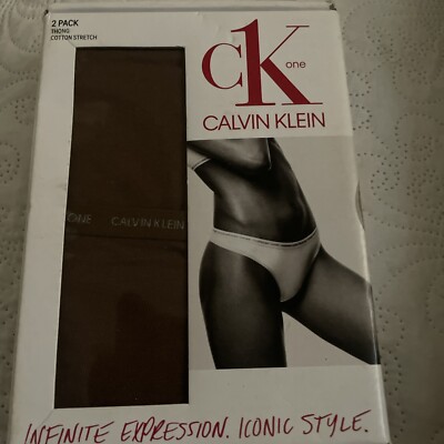 CK One Calvin Klein 2Pack Thongs Cotton Stretch in Brown Size L New
